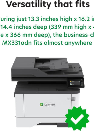 Lexmark MX331adn Black and White All-in-One Printer with Touchscreen, Laser Device with Optional Wireless Connection, Duplex Printing and Analogue Fax (3-Series) (29S0150) (1) (1)