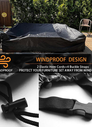 Patio Furniture Set Cover Outdoor Sectional Sofa Set Covers Outdoor Table and Chair Set Covers Water Resistant Large 315cm L x 160 cm W x 74 cm H