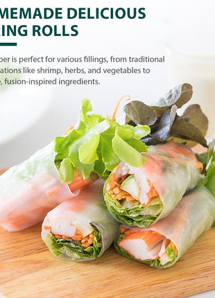 Soeos Rice Paper, White Rice Paper Wrappers, 1 Pack, 34 Sheets Fresh Spring Roll Wrappers & Dumplings, Non GMO, Gluten Free, Low Carb, Vietnamese Rice Wraps (Round, 22cm)
