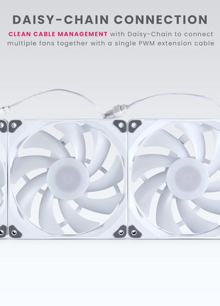 Phanteks M25-140 D-RGB Fan, High-Airflow Radiator Performance, PWM Control up to 1800RPM, ARGB/DRGB Lighting, Daisy-Chain Cable, White, 3 Pack