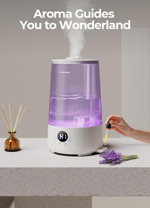 Homvana Humidifiers for Bedroom Home, 3.6 L Cool Mist Top Fill 34H Super Long Time, Quiet 23dB, Baby Humidifier, Oil Diffuser for Large Room, Plants, Nursery, Office BPA FREE, 7 Color Light Ultrasonic