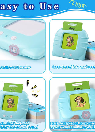 QuTZ ABC Talking Flash Cards for Toddlers 2-4, Autism Toys, Speech Therapy Toys, Educational ABC Learning Talking Sight Words Flash Cards Kindergarten for Boys and Girls, 248 Sight Words Blue