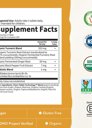 Garden of Life Organics Extra Strength Turmeric Inflammatory Response 120 Tablets-100Mg Curcumin (95% Curcuminoids) Black Pepper, Probiotics, Organic Non-GMO Vegan Gluten Free Herbal Supplement