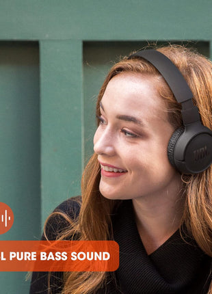 JBL Tune 510BT - Bluetooth headphones with up to 40 hours battery, microphone for call, foldable and comfortable, Android and iOs compatible (Black)