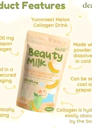 Beauty Milk Japanese Collagen MELON Drink - 50,000mg Hydrolyzed Collagen, 6.3 Ounce (Pack of 1)