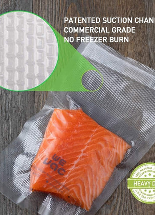 Wevac Vacuum Sealer Bags 8x12" 100 Quart for Food Saver Vacuum Seal machine | Sous Vide, Freezer Safe, PreCut, BPA Free, Commercial Grade, Heavy duty, Meal Prep, Soup, Meat, Fish, Hunting, Vac Storage
