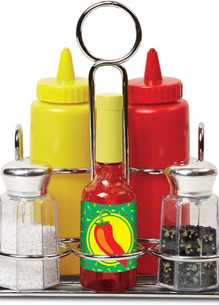 Melissa & Doug 6-Piece Condiments, Play Food Set with Kids Play Kitchen Accessories, Preschool Learning Toys for Girls & Boys 3+