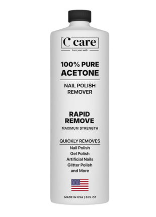 100% Pure Acetone Nail Polish Remover | Professional Quality | Easy To Use | Rapidly Removes Natural, Gel, Acrylic, and Glitter Nails | 8 Fl oz