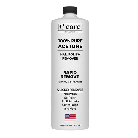 100% Pure Acetone Nail Polish Remover | Professional Quality | Easy To Use | Rapidly Removes Natural, Gel, Acrylic, and Glitter Nails | 8 Fl oz