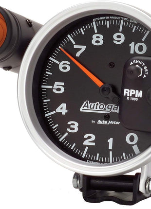 AUTO METER 233904 Autogage Monster Shift-Lite Tachometer Black dial/Silver bezel, 5.000 in.
