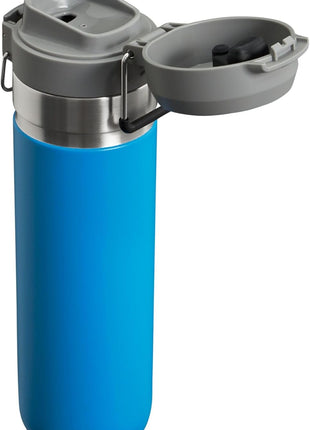 Stanley Quick Flip GO Water Bottle 24 oz | Push Button Lid | Leakproof and Packable for Travel and Sports | Insulated Stainless Steel | BPA-Free | Azure