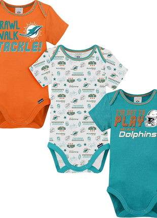 Gerber NFL Unisex-Baby NFL Team 3 Pack Short Sleeve Onesie Bodysuit