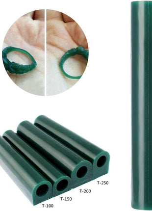 Jewelry Ring Tool Green Wax Tube for Making Rings Mold - Round With Centred Hole/Hard/Solid Carving Blank Large Flat Side (T200)
