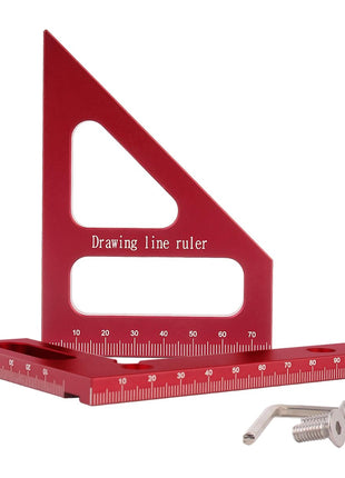 3D Multi-Angle Measuring Ruler,45/90 Degree Aluminum Alloy Woodworking Square Protractor,Drawing Line Ruler, Miter Triangle Ruler High Precision Layout Measuring Tool for Engineer Carpenter,R