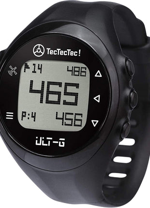 TecTecTec ULT-G Stylish, Lightweight and Multi-Functional Golf GPS Watch, Durable Wrist Band with LCD Display, Worldwide Preloaded Courses - Black