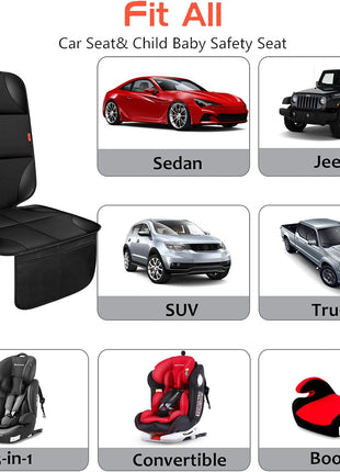 XHYANG Car Seat Protector 1 Pack Car Seat Cushion Mat Thickest Padding,Waterproof 600D Fabric Car Seat Covers for Non-Slip Backing Mesh Pockets for Baby and Pet (Black, 1 Pc)