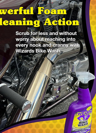 Wizards Bike Wash - Cleaner For Motorcycle Washing Kit- Quick Detailer for Bike with Bug Remover - For Your Motorcycle Accessories and Detail Kit - 22 oz