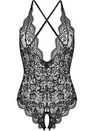 Women One Piece Lingerie Sexy Teddy V Neck Bodysuit Lace Nightie (Green, Medium)