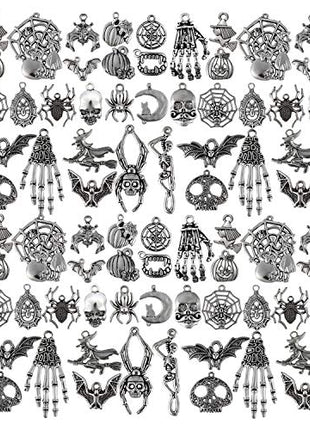 Hicarer 80 Pieces Antique Silver Pendants Charms Pendants Gothic Jewelry Making Accessory for DIY Necklace Bracelet
