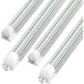 (Pack of 4) Linkable LED Utility Shop Lights for Garage, 6FT, 60W, LED Tube Ceiling Light T8 Integrated Single Fixture, 6000K, 8000LM Daylight V Shape, Basement, Offices, Clear Lens, Plug and Play