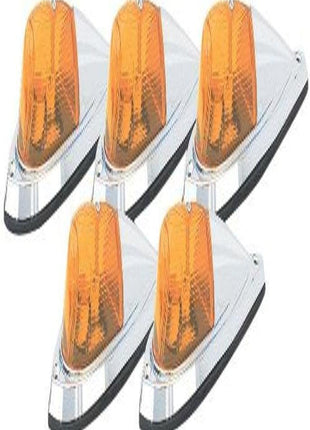 Pacer Performance 20-105 Hi-Five Amber Deluxe Chrome Teardrop Style Cab Roof Light Kit, (Pack of 5)