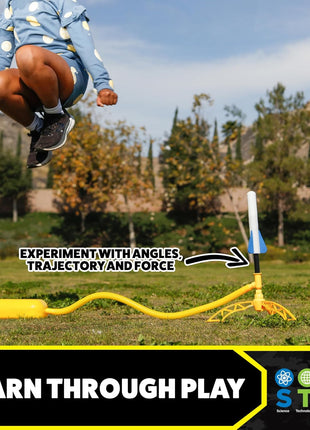 Stomp Rocket Jr Glow Rocket Launcher for Kids, 4 Rockets - Glow in The Dark | Fun Outdoor Toys for Boys & Girls, Ages 3 & Up - Soft Foam Blaster Set Soars Up to 100ft - STEM Toys for Outside & Backyard