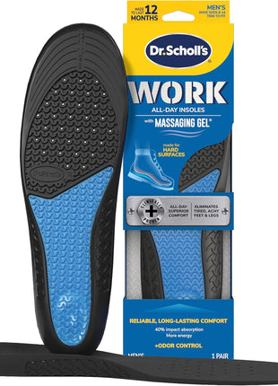Dr. Scholl's Work All-Day Superior Comfort Insoles (with) Massaging Gel, Men, 1 Pair, Trim to Fit