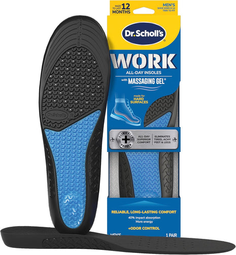 Dr. Scholl's Work All-Day Superior Comfort Insoles (with) Massaging Gel, Men, 1 Pair, Trim to Fit