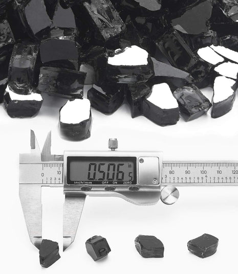 NUPICK 20 Pound Fire Glass, 1/2 Inch Reflective Fire Glass, Fit with Fire Pit and Fireplace, Black
