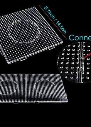 H&W 4PCS 5mm Fuse Beads Boards, Large Clear Pegboards Kits, with Gift 4 Lroning Paper (WA3-Z1)