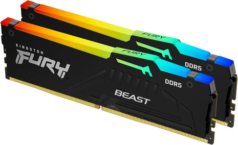 Kingston FURY Beast RGB 32GB (2x16GB) 6000MT/s DDR5 CL30 Desktop Memory | AMD EXPO | Kit of 2 | KF560C30BBEAK2-32