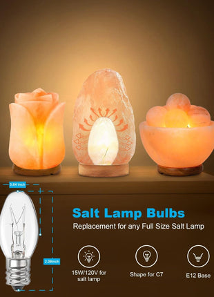 Salt Lamp Bulbs - 15 Watt Light Bulbs for Scentsy Wax Warmer - C7 Replacement Bulbs for Plug in Wax Diffuser- Warmwhite - Dimmable,15 Packs