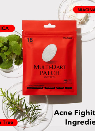 AVARELLE Multi-dart Spot Tech Microneedle Patch by | Acne Patches for Early-stage Blemish, Stubborn Deep Rooted Pimples | Facial Skin Acne Dots | Cruelty Free Certified, Carbonfree(18 CT)