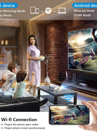Native 1080P Projector with WiFi and Two-Way Bluetooth, Full HD Movie Projector for Outdoor Movies, 300" Display Projector 4k Home Theater, Compatible with iOS/Android/PC/XBox/PS4/TV Stick/HDMI/USB