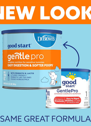 Good Start | Dr. Brown's Gentle Pro, Baby Formula Powder for Sensitive Tummies, Easy Digestion & Softer Poops, Formula with Probiotics, DHA, Allergen Lactose, Milk, Soy,Tree Nuts,Non-GMO,32 OZ, 1 Pack