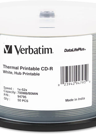 Verbatim 94755 Cd-R Discs 700Mb/80Min 52X Spindle White 50/Pack (Ver94755)