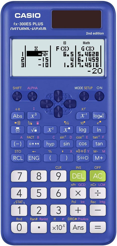 Casio fx-300ES Plus 2nd Edition – Standard Scientific Calculator | 262 Functions, Natural Textbook DisplaySM | Ideal for Middle School, High School Math, Statistics & Algebra | Blue