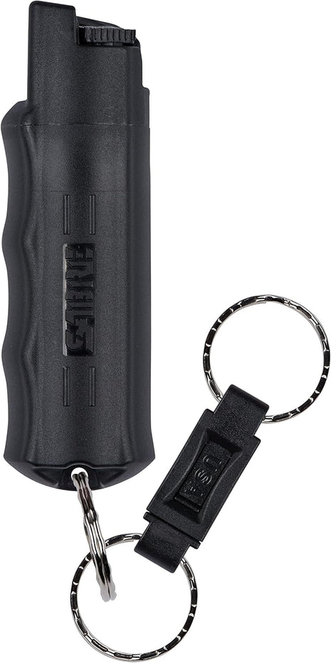 Sabre Pepper Spray - Quick Release Keychain for Easy Carry & Fast Access, Max Police Strength Self Defense OC Spray with UV Dye, 10 Sec. Spray Time, Finger Grip - Faster Aim, 0.54 fl oz,Secure Safety