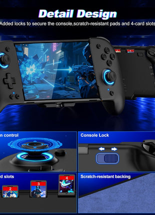 Gammeefy Switch Controller – Hall Effect Joysticks & Enhanced Grip – One Piece Switch Joypad Replacement Switch Pro Controller with 8-Color RGB Lighting, Turbo, Macros - Black, 6.2"/7"