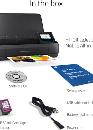 HP OfficeJet 250 Wireless Mobile Printer, Scanner, Copier - Black, Battery Included (CZ992A)