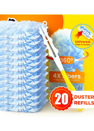 Heavy Duty Duster Refills for Swiffer Duster, 20 Count | 1 Handle, 360° Multisurface, 4X Microfibers, Unscented Disposable Dusters for Cleaning