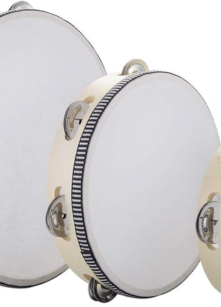 Hand Held Tambourine Drum 6 inch Bell Birch Metal Jingles Percussion Gift Musical Educational Drum Instrument for KTV Party Kids Games (6 inch)