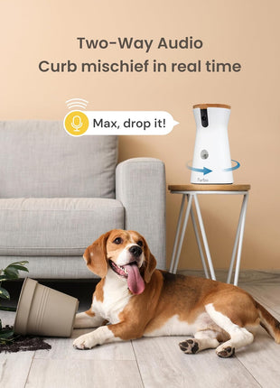 Furbo 360° Dog Camera: Basic See, Talk & Toss Features, No AI Alerts, No Subscription Required, Pet Security Cam w/Barking Alerts, Rotating View, Treat Toss, 2-Way Audio, Smart Home Puppy Monitoring