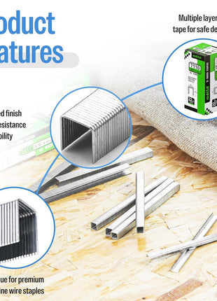 meite 22 Gauge 71 Series 3/8" Crown Wide 3/8" Leg Length Galvanized Staples for Upholstery Stapler 10,020 PCS/Box (1 Box)