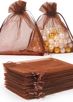 Hopttreely 100PCS Premium Sheer Organza Bags, White Wedding Favor Bags, 4x4.72 Jewelry Gift Bags for Party, Jewelry, Christmas, Festival, Bathroom Soaps, Makeup Organza, Wrapping Supplie