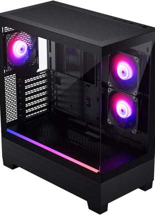 Phanteks XT View, Compact ATX Mid-Tower Gaming Chassis, Tempered Glass Front and Side Window, USB-C 3.2 Gen2, 3X M25-120 DRGB Fans Included(Black)