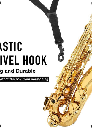 Upgraded Length Tenor Saxophone Neck Strap Soft Sax Leather Strap Padded for Alto and Tenor Saxophone
