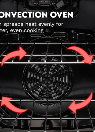 30 in. Nebula Coll 5.0 cu. ft. 5 Burner Gas Range, Convection, Matte Black | Cosmo COS-305AGC-BK Cast Iron Grates, Digital Display with Timer, Metal Knobs, Liquid Propane Convertible, Wok Ring