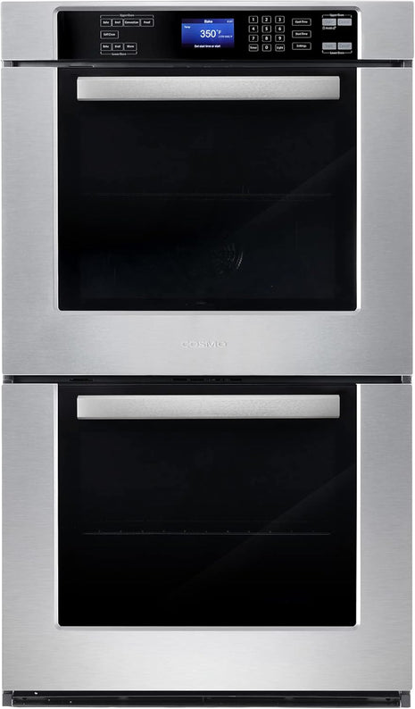 30 in. Haven Coll Double Electric Wall Oven, True Convection, Stainless | Cosmo COS-30EDWC Blue Porcelain, Self Clean Function, 7 Oven Functions, Digital Display, Interior Lighting