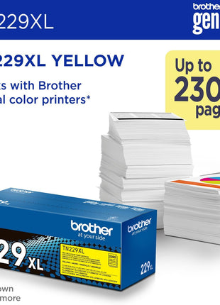 Brother Genuine TN229XLY Yellow High Yield Printer Toner Cartridge - Print up to 2,300 Pages(1) | Prints up to 2,300 pages